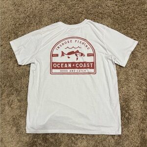 Ocean + Coast white & red fishing tee Size XL